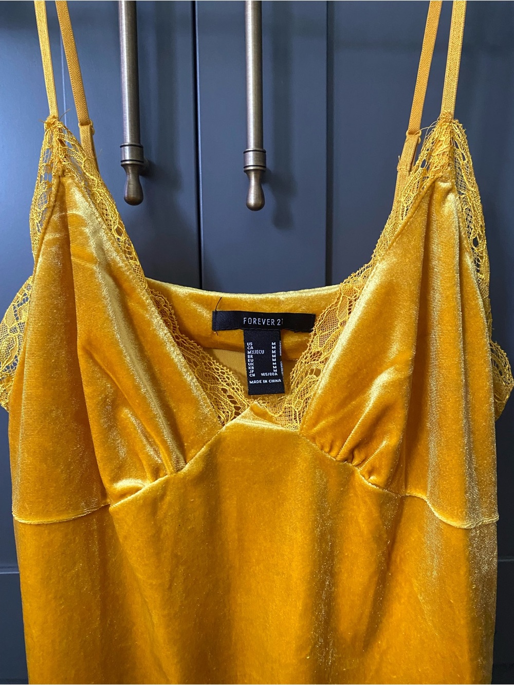 Yellow Velvet Lace-Trim Cami Top - Picture 3 of 4